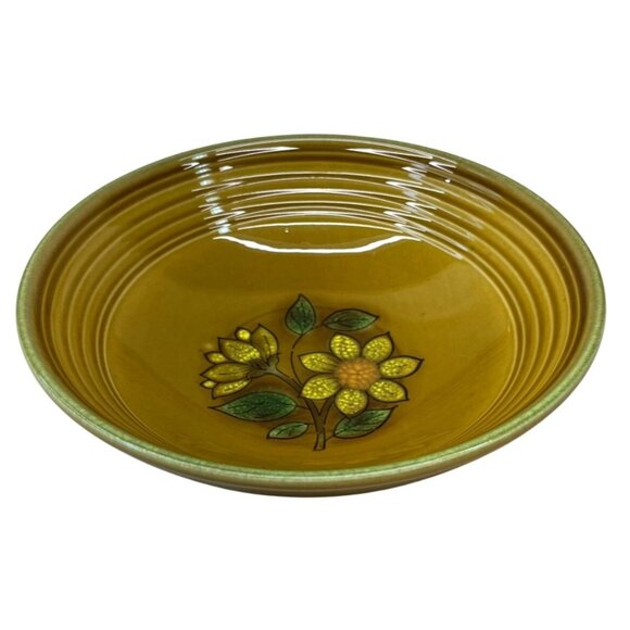 Metlox Vernon Poppytrail MId Century Modern Gold Dahlia Round Serving Bowl 9" - Picture 1 of 6